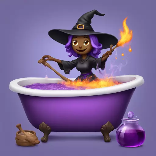 witch cooking purple potion bathtub detailed emoji