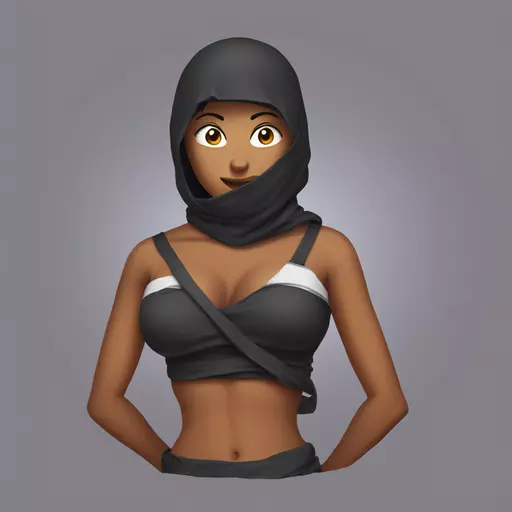 Ninja woman with her shirt ripped open at the breasts emoji