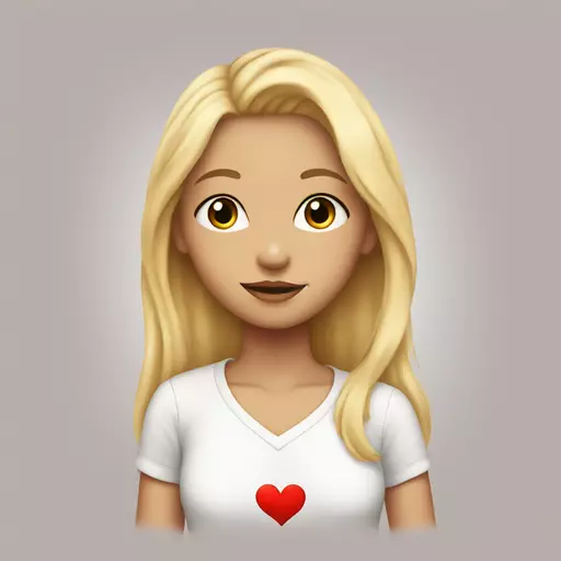 A blonde girl wearing a shirt with Z❤️M drawn on it emoji