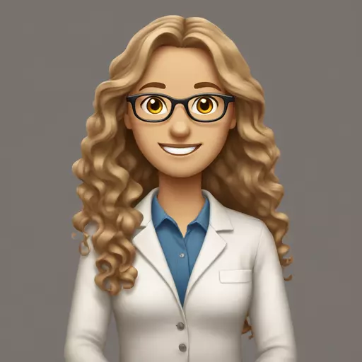 Light brown-haired, long and wavy hair, glasses, hazel eyes teacher emoji
