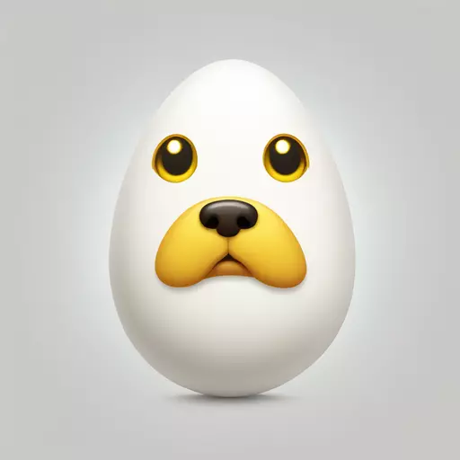 A white egg, but the upper part is a yellow dog head, cartoon style, white background emoji