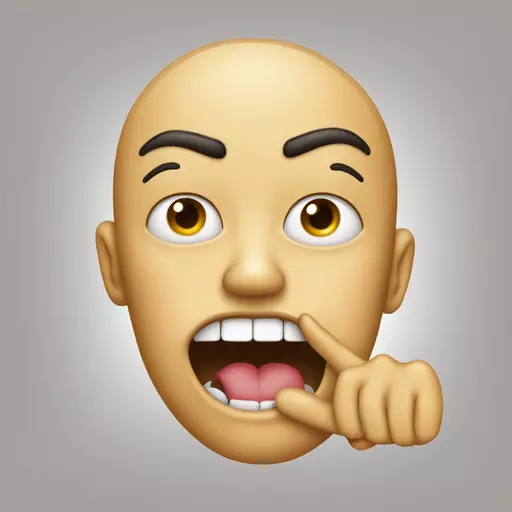 an emoji with a normal round face with a finger in its mouth, long nails and lips biting emoji