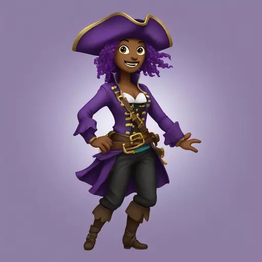 A female pirate that wears purple and dances emoji