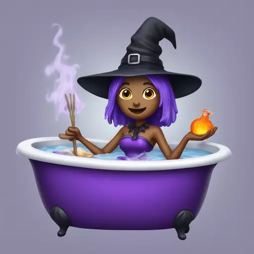 witch cooking purple potion bathtub detailed emoji