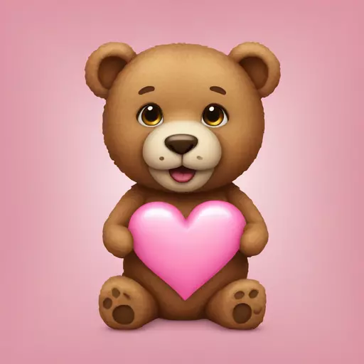 Teddy with pink heart  emoji