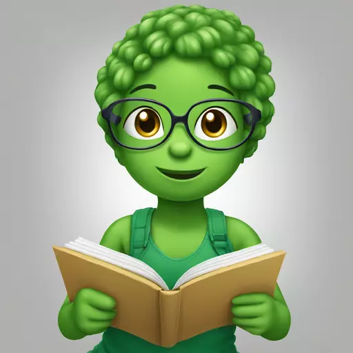 cute little girl green dino reading with glasses emoji