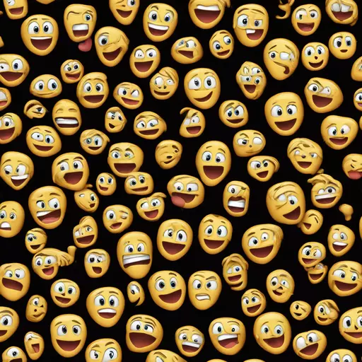 sfondo nero su cui è disegnato un volto sorridente con grandi occhi rossi minacciosi e grandi denti bianchi emoji