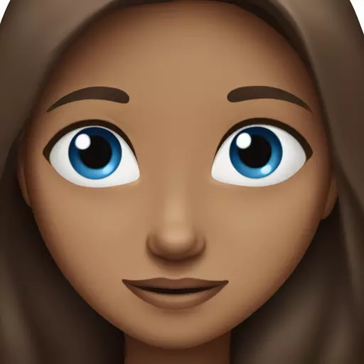 Pretty girl with blue eyes and long, smooth dark chestnut hair emoji