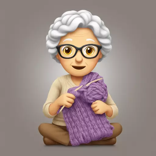 granny knitting emoji