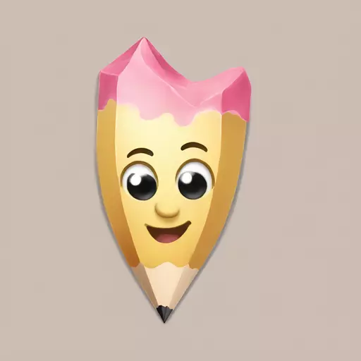Pencil sticker light beige with pink eraser on top and it has a cute eyes and smile emoji