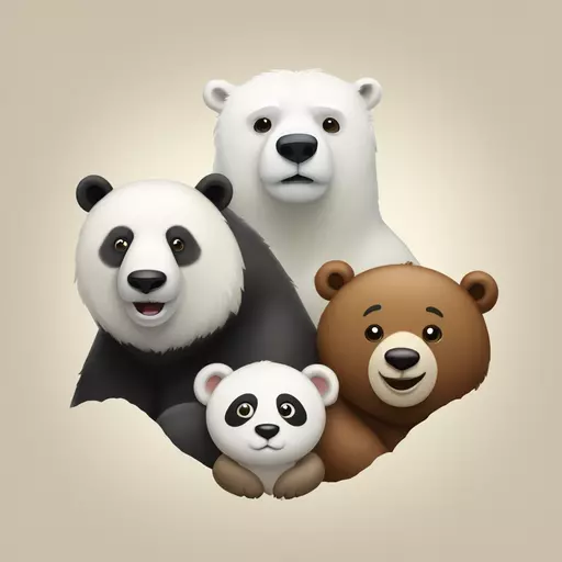 a polar bear, a panda, and a brown bear sitting next to each other emoji