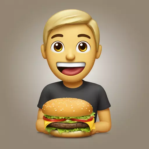 Crea la imagen de una brujita comiendo una hamburguesa  emoji