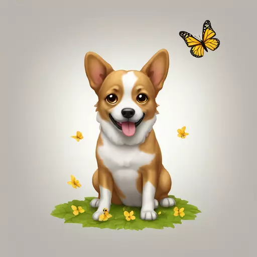 Cute butterfly dog foraging emoji
