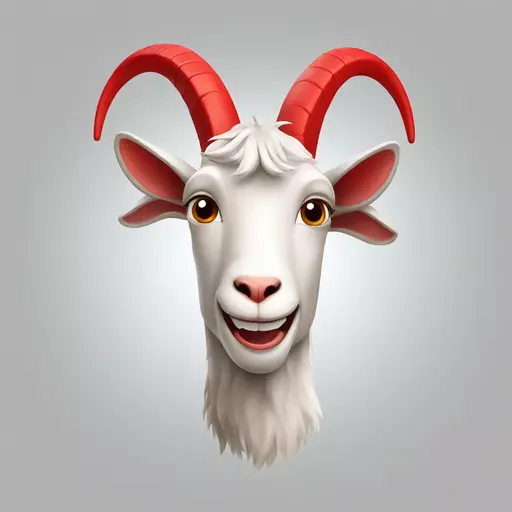 A goat with red horns and a red background emoji