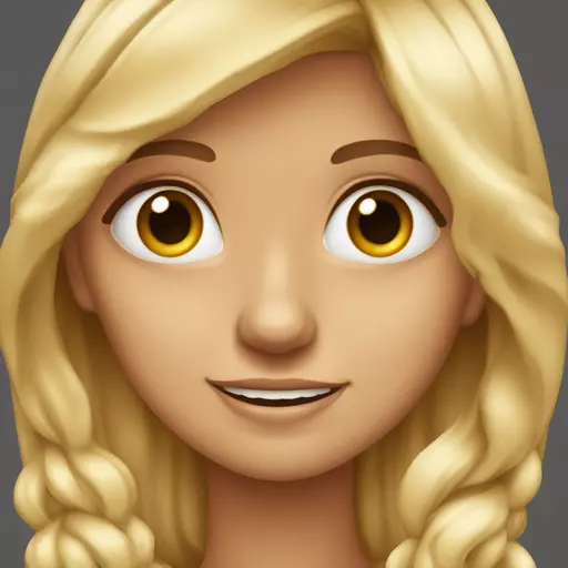 generame un emoji de una chica rubia oscuro pelo medio y ondulado piel blanca ojos hazel emoji