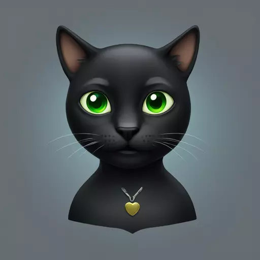 black gamer cat with green eyes   emoji