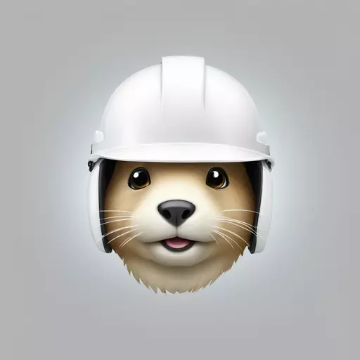 white beaver face with white safety helmet emoji