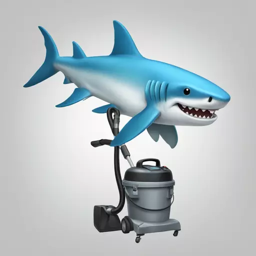 Hammerhead shark holding hammerhead pool pool vacuum  emoji