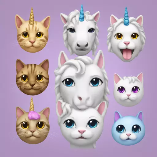 Brain, Unicorn, Cat emoji