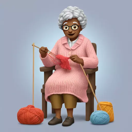 granny knitting emoji