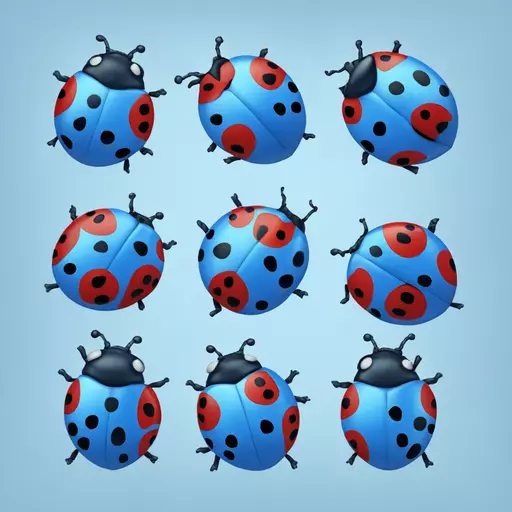 a blue ladybug, apple emoji style emoji