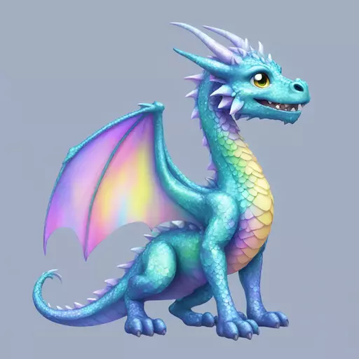 sparkly glossy pastel iridescent dragon full body emoji