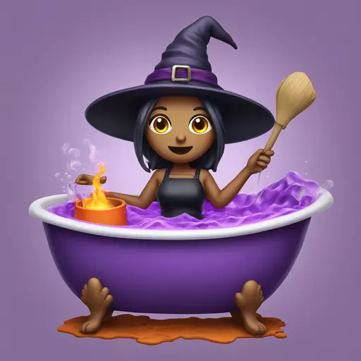 witch cooking purple potion bathtub detailed emoji