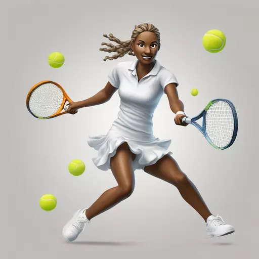 Create a dynamic illustration of a tennis player in the middle of a powerful swing. The tennis player is holding a tennis racket firmly in their hand, and a tennis ball is flying through the air toward the racket. The scene takes place on a tennis court with clearly visible lines and a net in the center. The style should be vibrant and realistic, with great attention to details such as the texture of the racket, the bouncing tennis ball, and the dust or clay kicking up from the court. The background can subtly include an audience or surrounding trees emoji