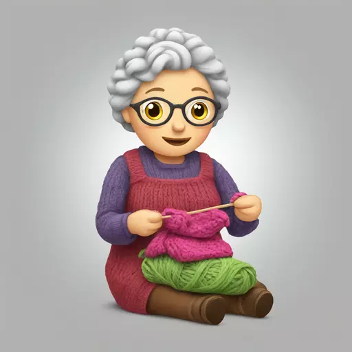 granny knitting emoji