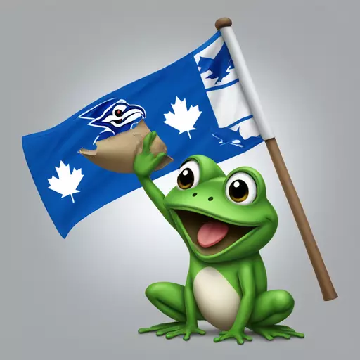 frog waving a blue jays flag emoji