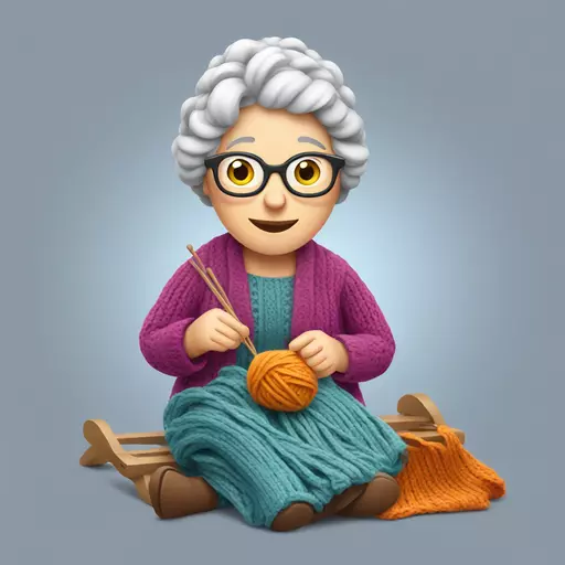 granny knitting emoji