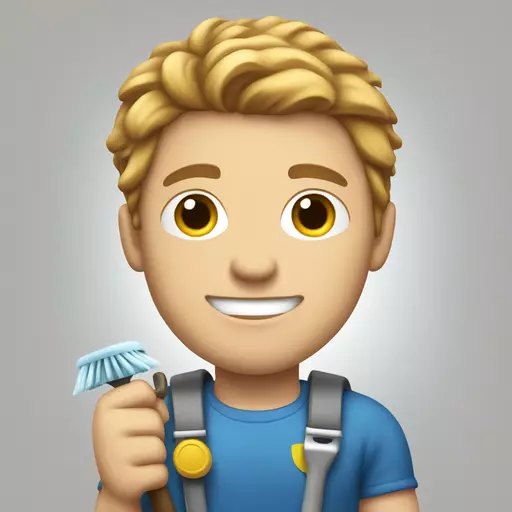White guy with light brown hair as a cleaning super hero emoji