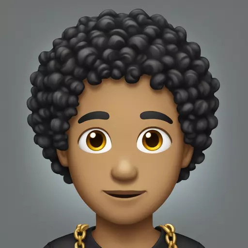 light skin man with black curly hair and a chain emoji