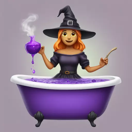 witch cooking purple potion bathtub detailed emoji