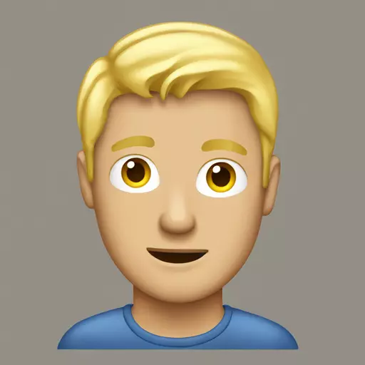 a blond man half inside a computer emoji emoji