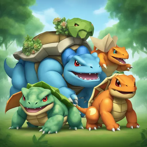 Venusaur, Charizard and Blastoise emoji