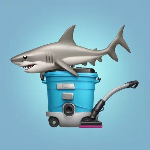 Hammerhead shark holding pool vacuum  emoji