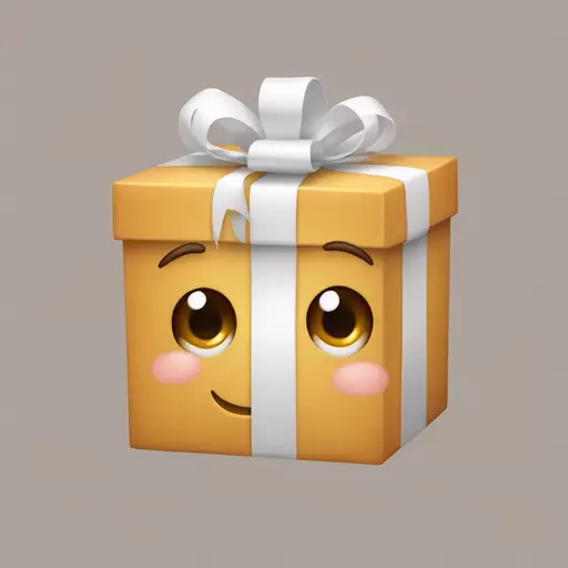 A gift box having brown eyes and white hands and feets emoji