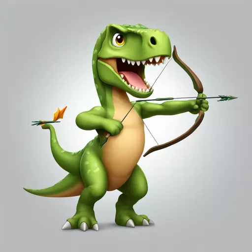 cartoon dinosaur firing a bow and arrow emoji