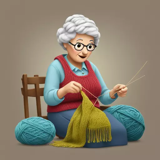 granny knitting emoji