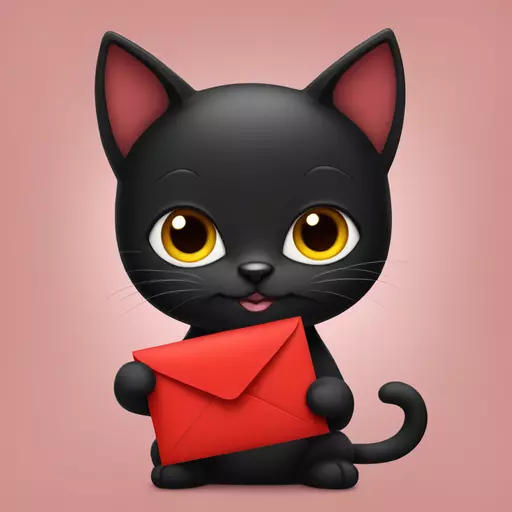 Super cute black cat holding red envelope emoji