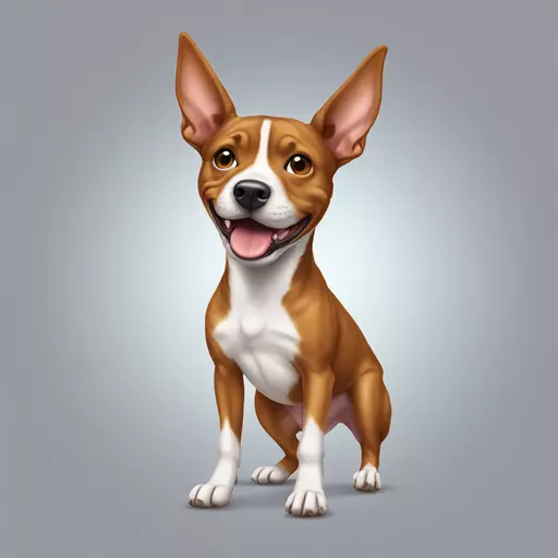 Pitbull-basenji adorable dog with one of his ears flops down while the other stands up straight and he is smiling  emoji