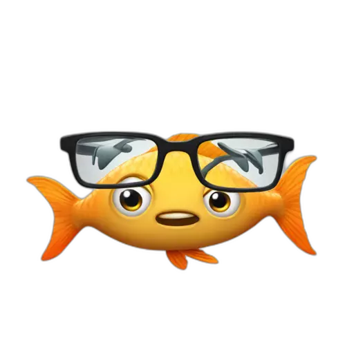 fish with human arms and reading glasses emoji