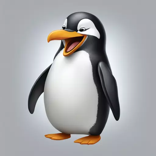 Realistic penguin laughs emoji