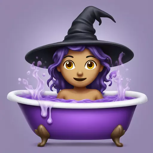 witch cooking purple potion bathtub detailed emoji