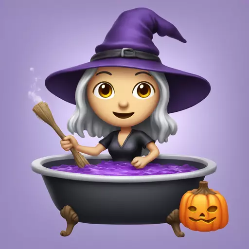 witch cooking purple potion bathtub detailed emoji