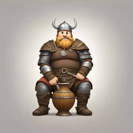 overweight viking in armor sitting down with legs spred while holding onto a vase that has smoke billowing out emoji