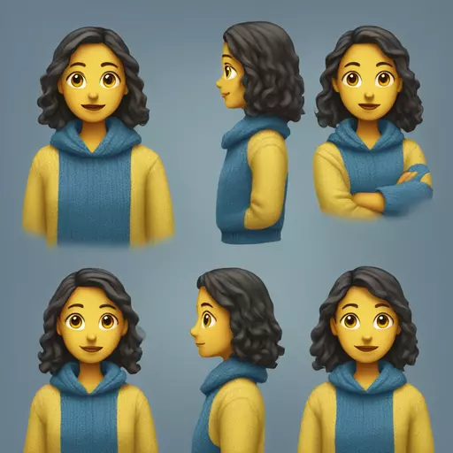 girl in blue and yellow sweater emoji