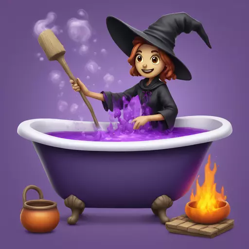 witch cooking purple potion bathtub detailed emoji