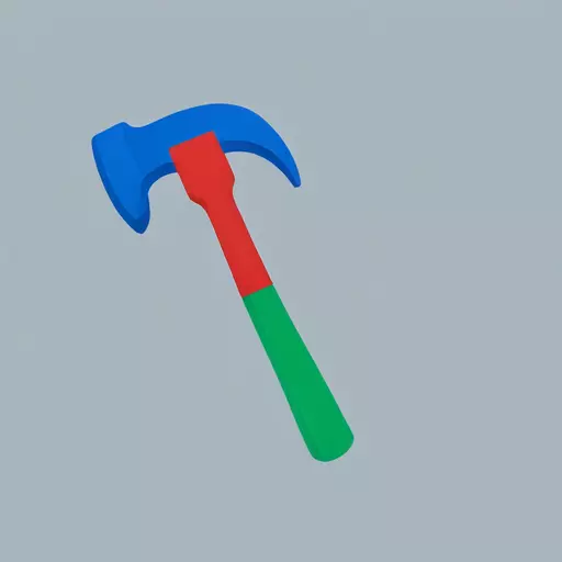 A hammer in a blue and red circular shape with green text that says Editing emoji